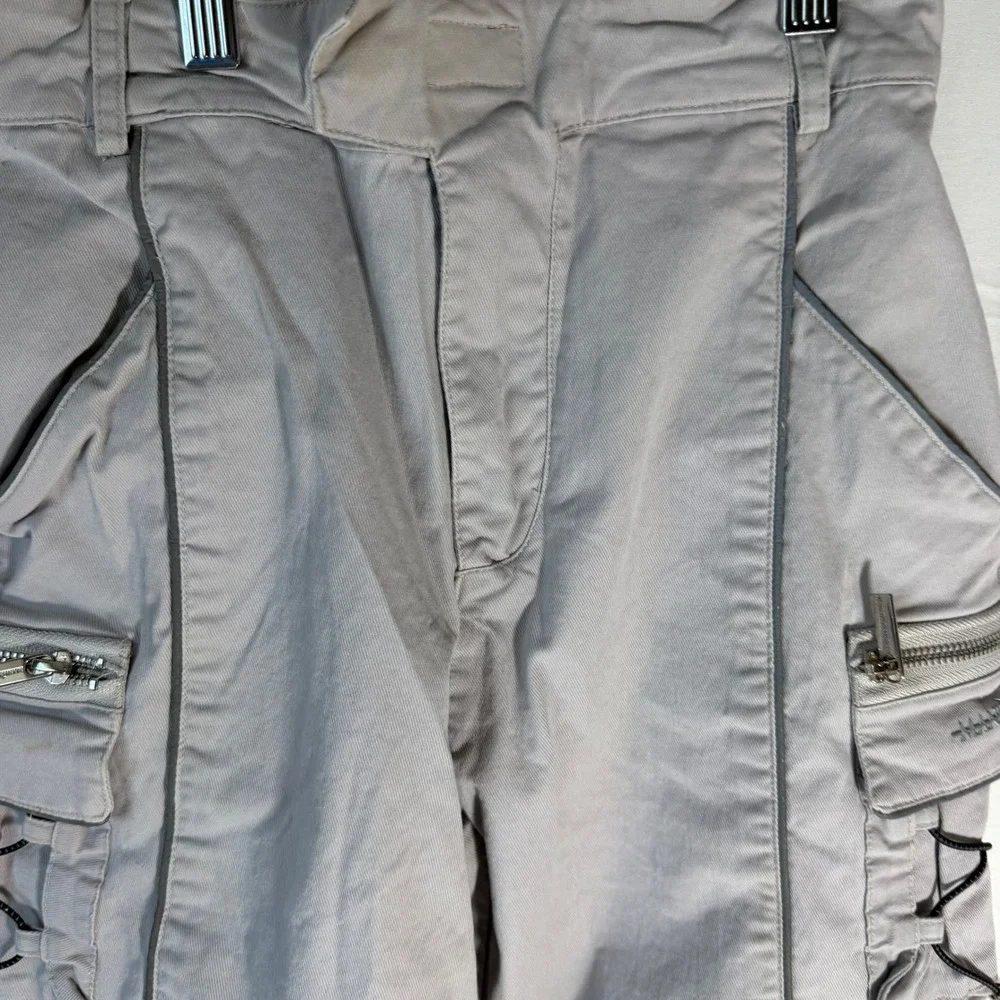 Maniere De‎ Voir Grey Reflective Piping Cargo Joggers Bungee Detail Size 6